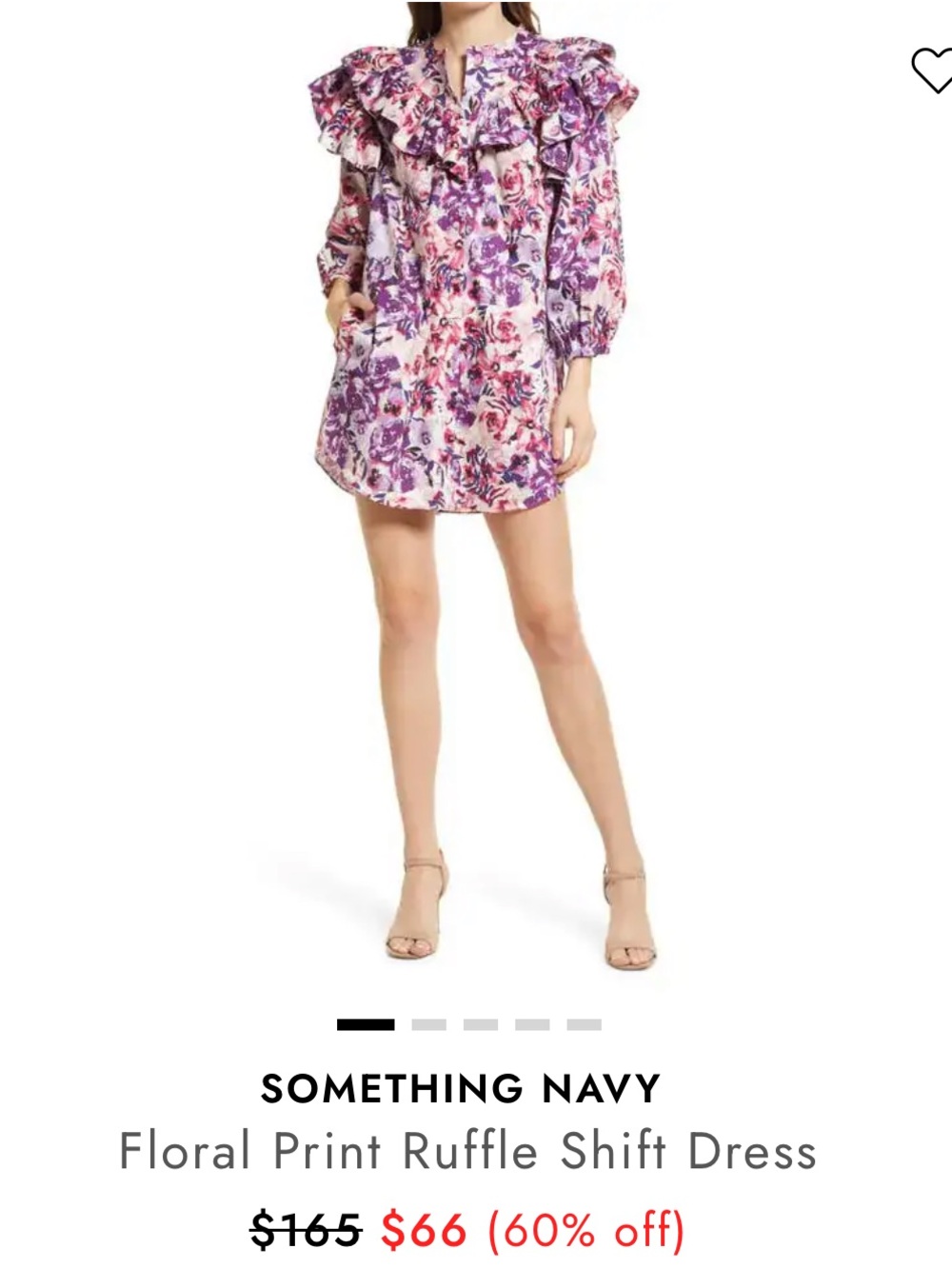 Something Navy Purple Floral Shift Button Up 100% Cotton Ruffle Dress Med NWT!!